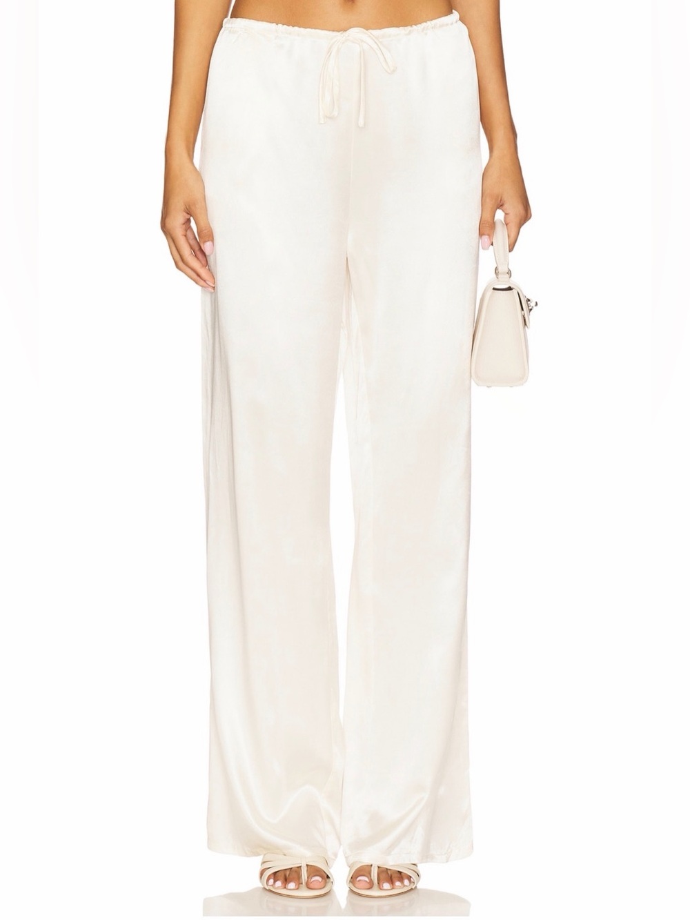 NWT - Dove Pants in Creme | Women's Cream Wide-Leg Satin Pants
